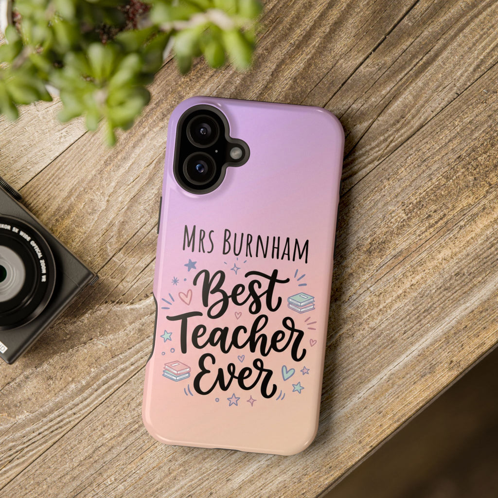 Best Teacher Ever Personalized Phone Case — Wireless Charging Cover