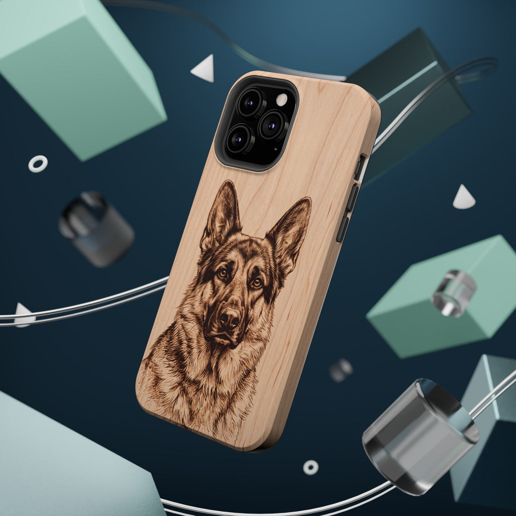 German Shepherd Phone Case | Pyrography Art — Tough Magnetic Case with Wireless Charging