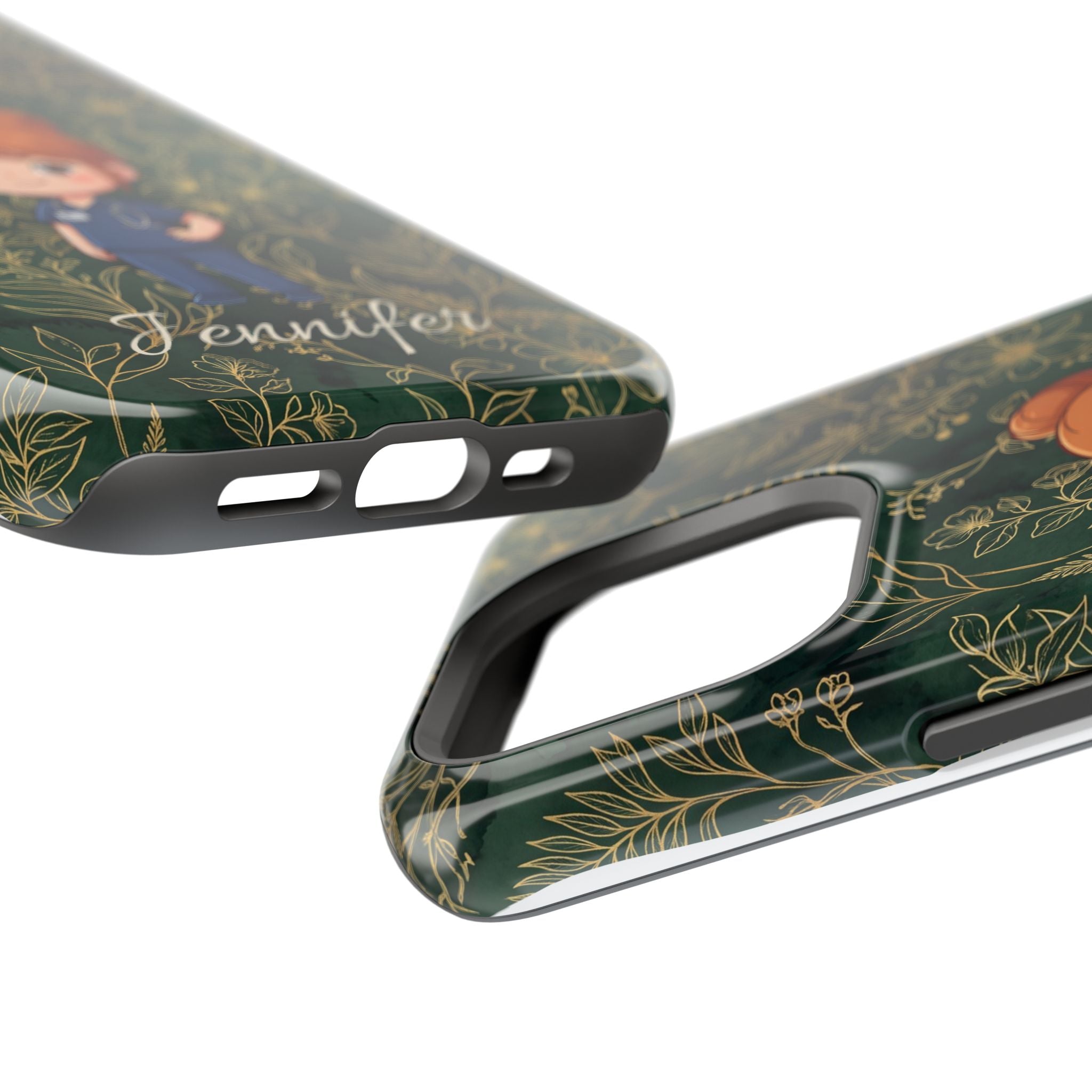 Personalized Nurse Botanical Phone Case — Impact-Resistant Wireless Charging Cover
