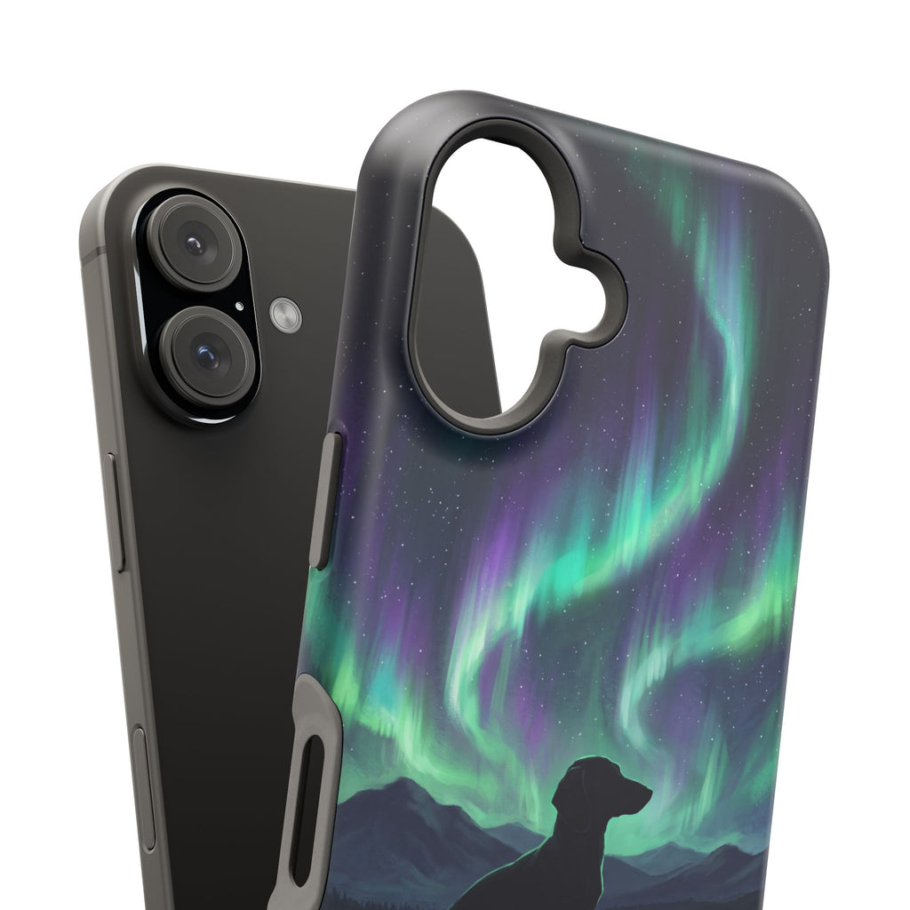 Personalized Dachshund Northern Lights Phone Case — Wireless Charging Cover
