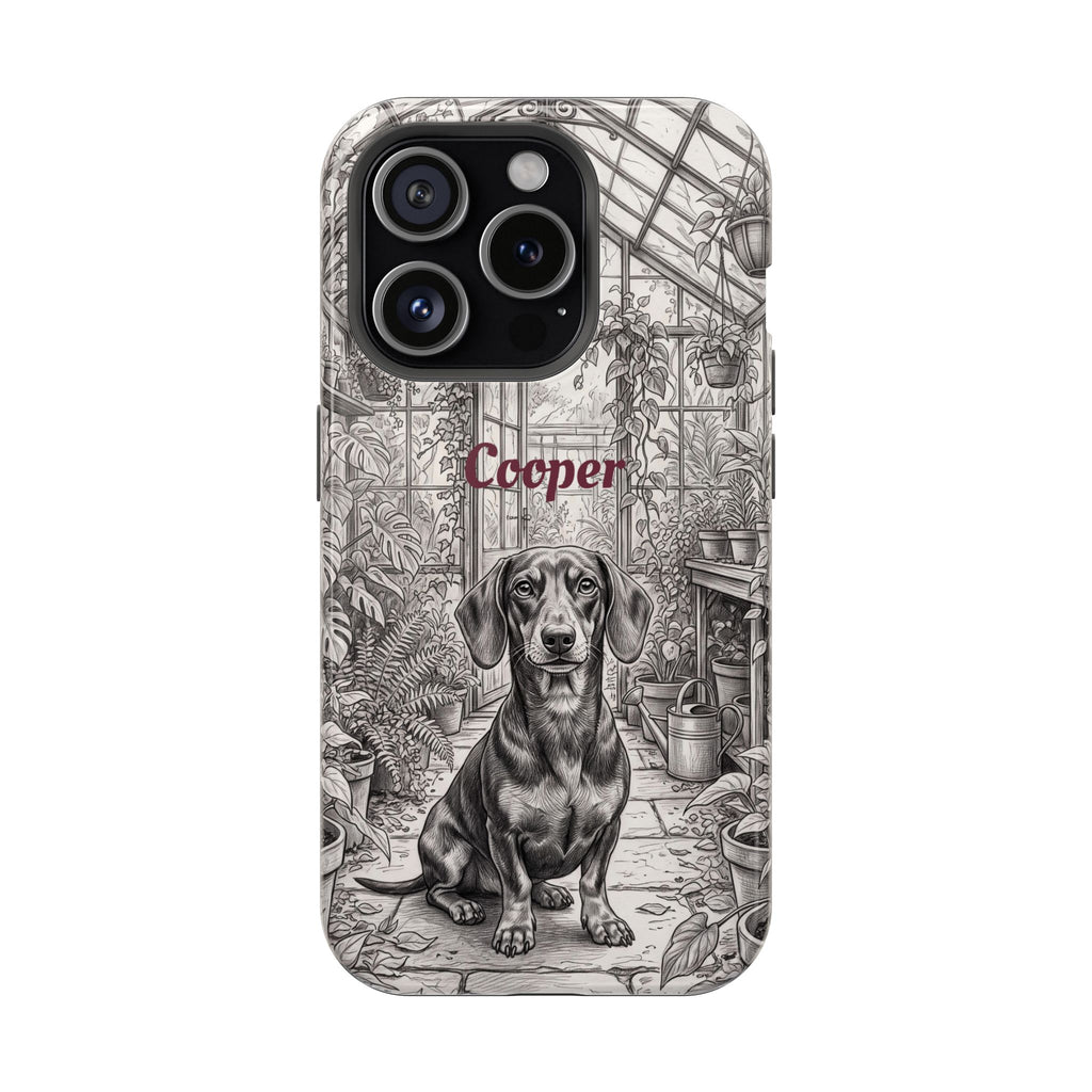 Personalized Dachshund Vintage Greenhouse Phone Case — Wireless Charging Cover
