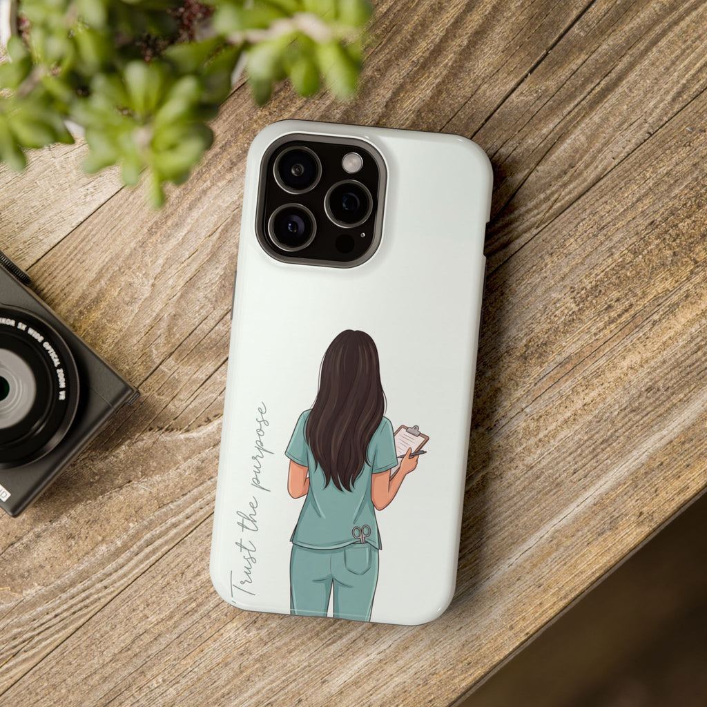 Nurse Illustration Phone Case — Impact-Resistant Wireless Charging Cover