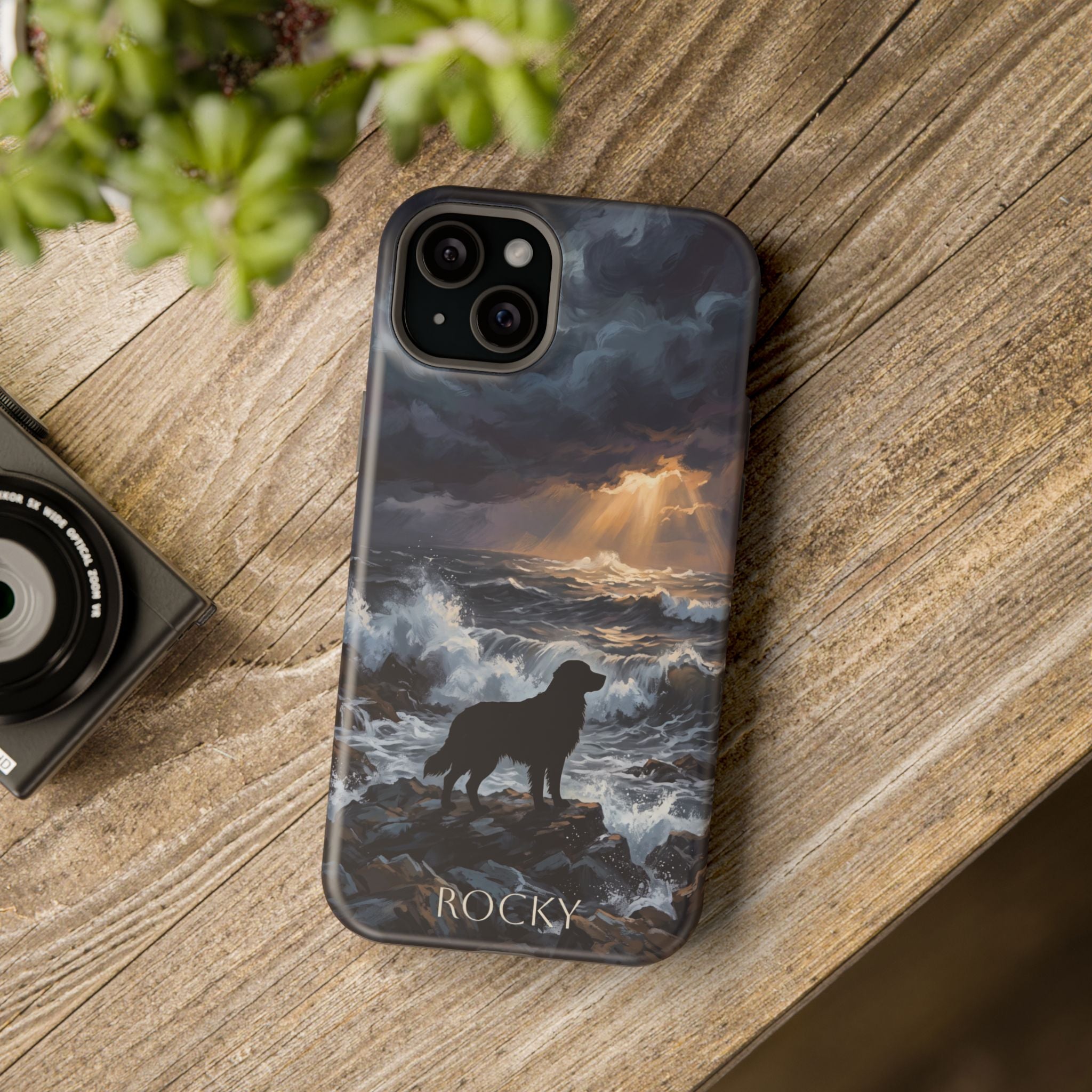 Personalized Golden Retriever Stormy Sea Phone Case — Wireless Charging Cover