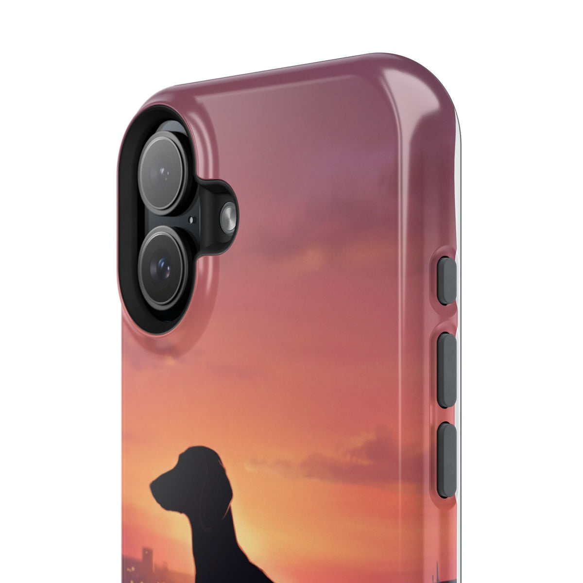 Personalized Dachshund Rooftop Sunset Phone Case — Wireless Charging Cover