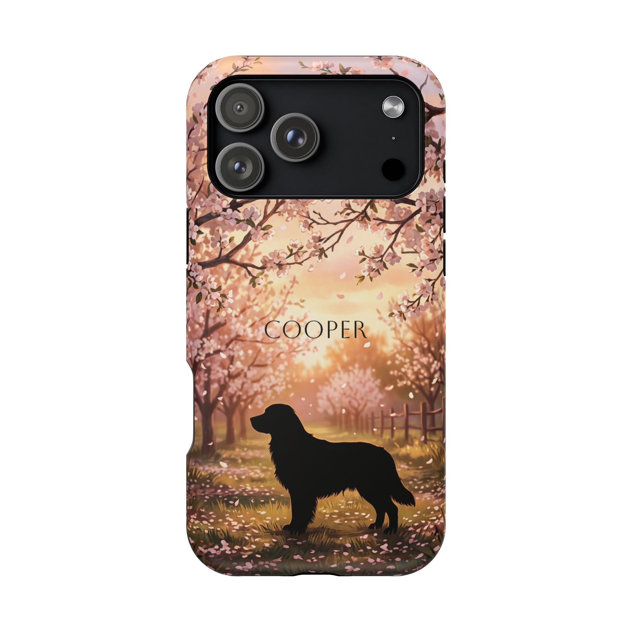 Personalized Golden Retriever Autumn Forest Phone Case — Wireless Charging Cover