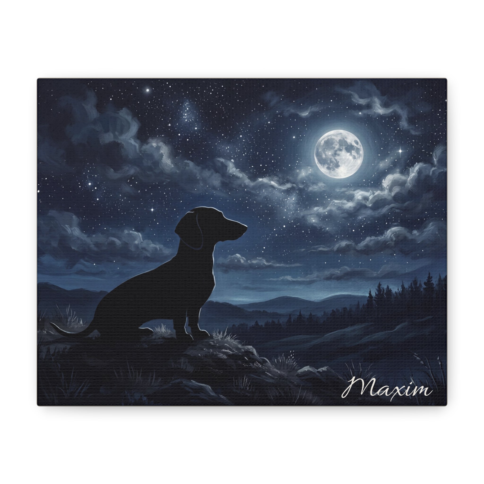 Dachshund Silhouette Personalized Canvas | Autumn Sunset Wall Art