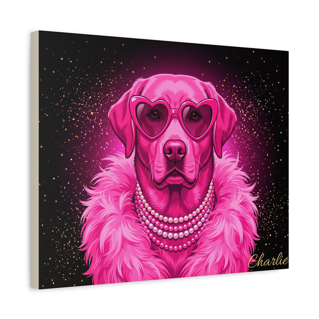 Labrador Personalized Canvas | Pink Glam Diva Wall Art