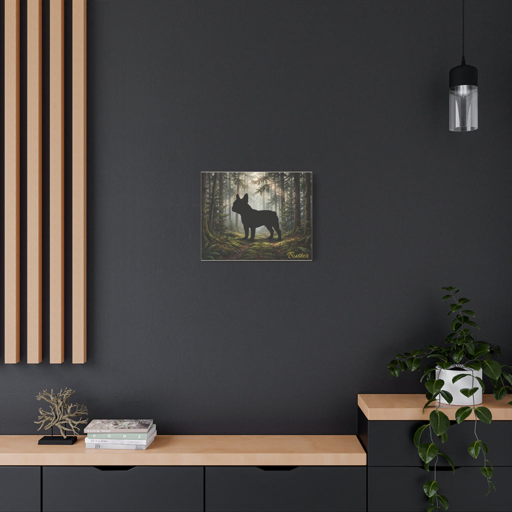 French Bulldog Silhouette Personalized Canvas | Misty Forest Wall Art