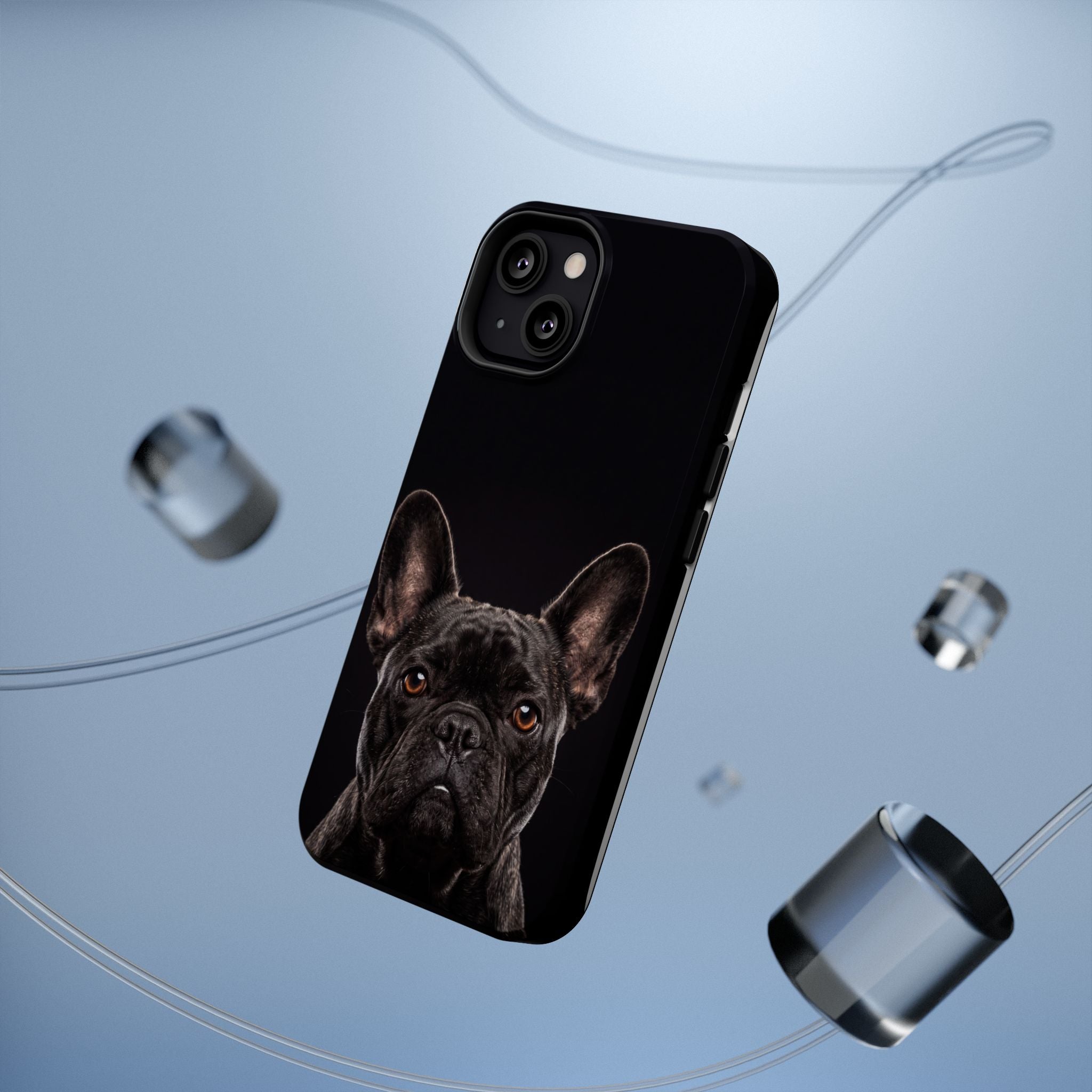 Black French Bulldog Phone Case — Impact-Resistant Wireless Charging Cover