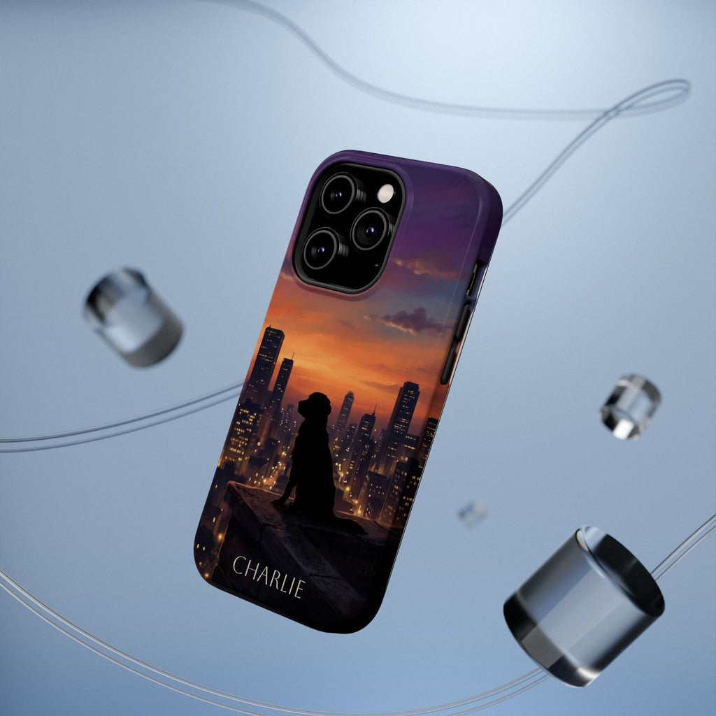 Personalized Golden Retriever City Skyline Phone Case — Wireless Charging Cover