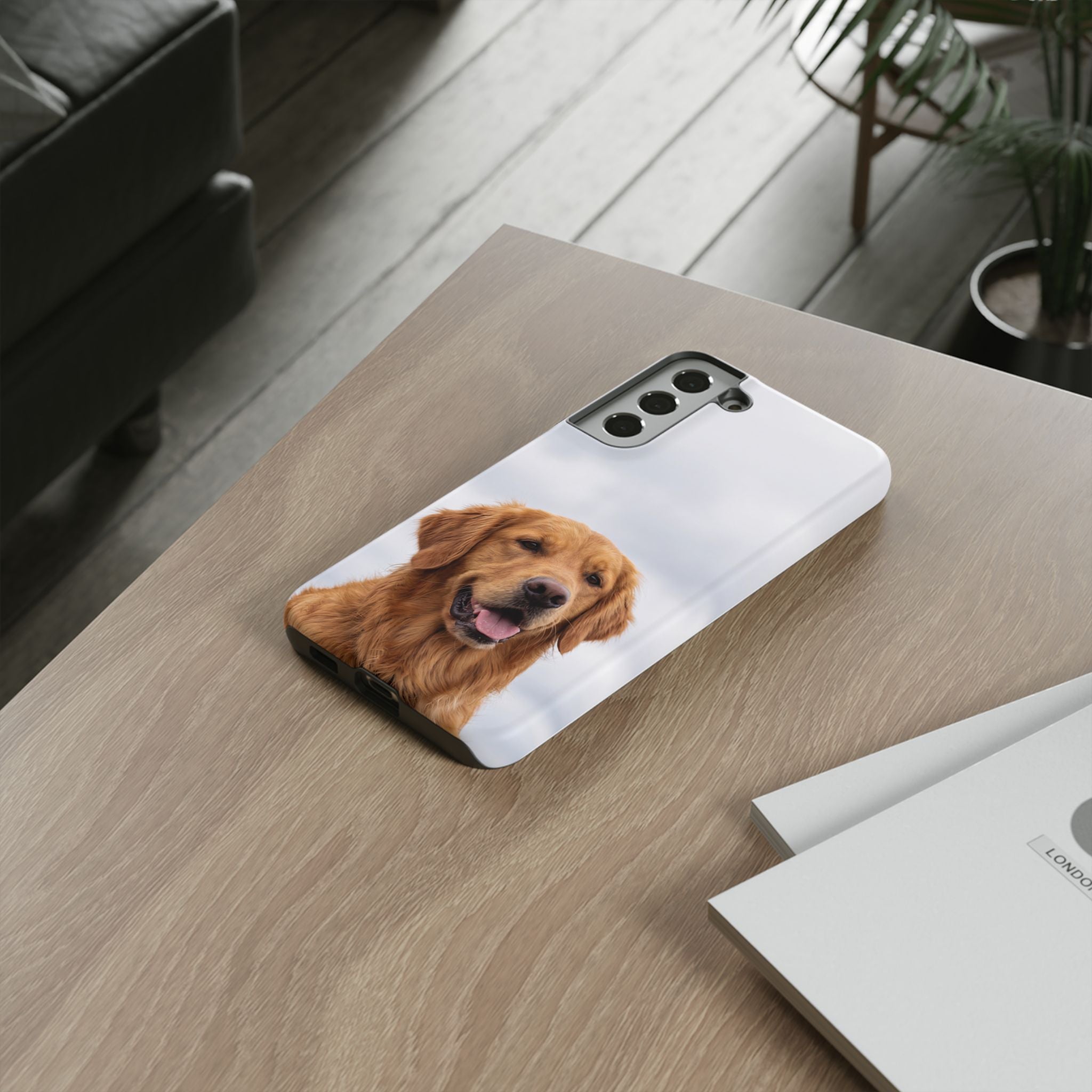 Golden Retriever Portrait Phone Case | Happy Dog Photo on Soft Sky Background | Samsung & iPhone