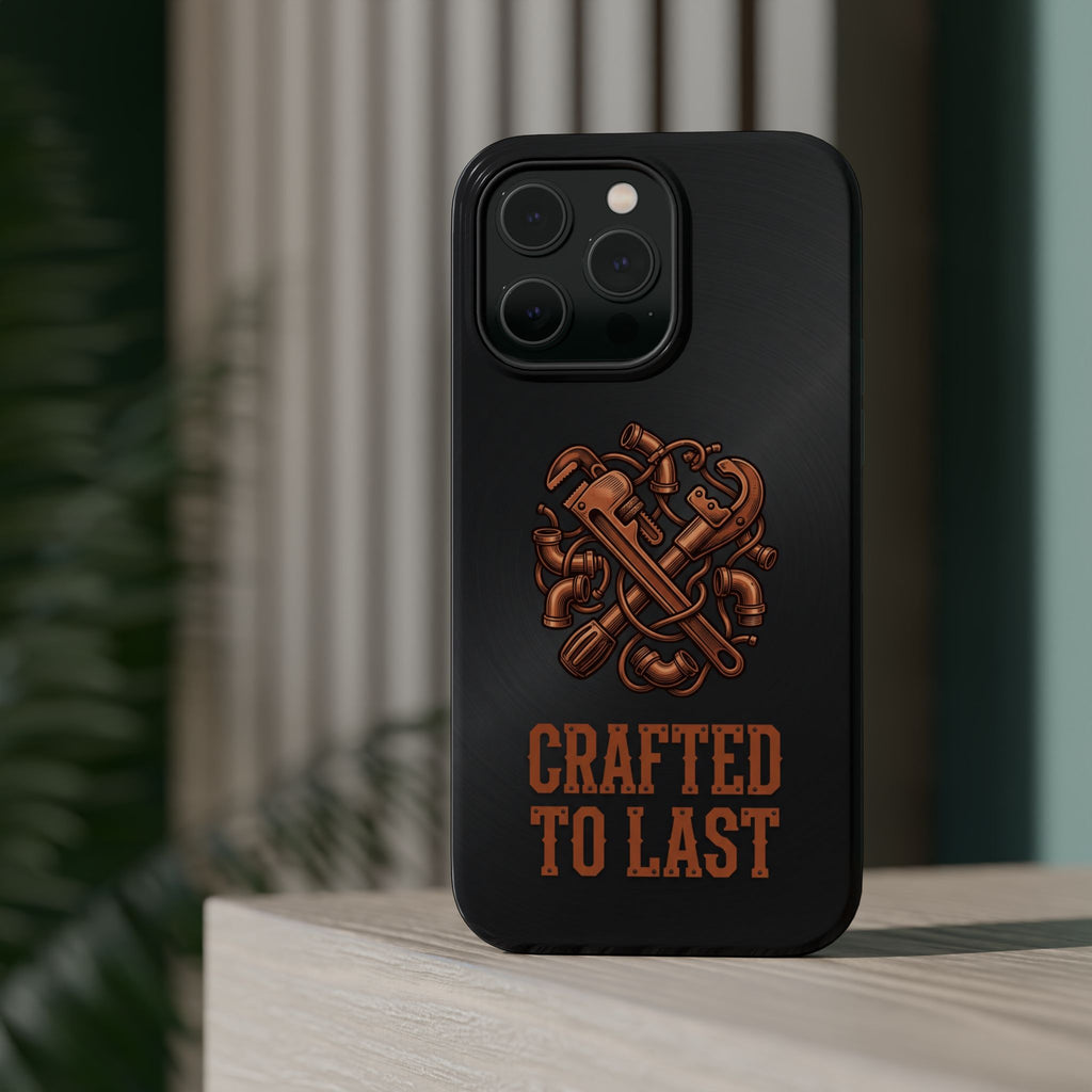 Crafted to Last Phone Case — Crossed Wrenches Wireless Charging Cover