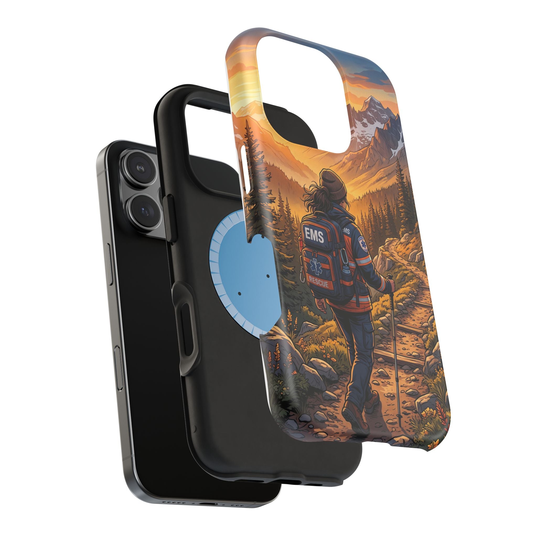 Paramedic/EMT Mountain Phone Case — Magnetic Wireless Charging Cover
