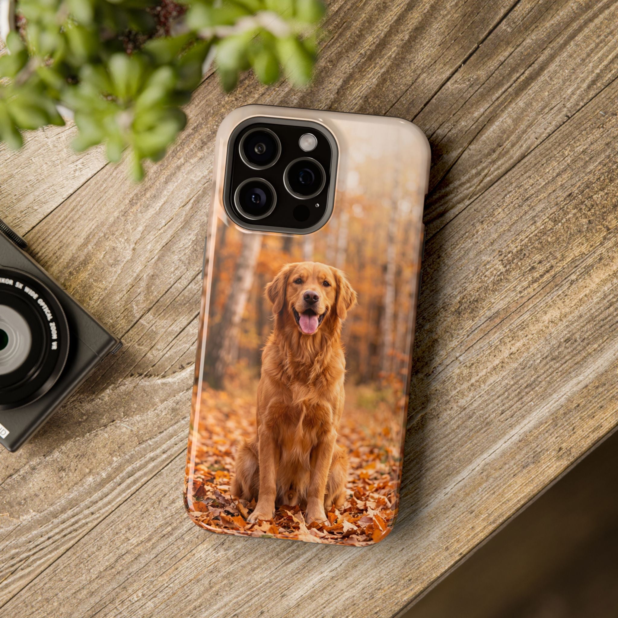 Autumn Golden Retriever Phone Case — Impact-Resistant Wireless Charging Cover