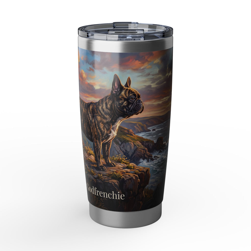 Personalized Frenchie Tumbler – Coastal Cliffs Travel Mug, Custom Name Gift for Dog Lover
