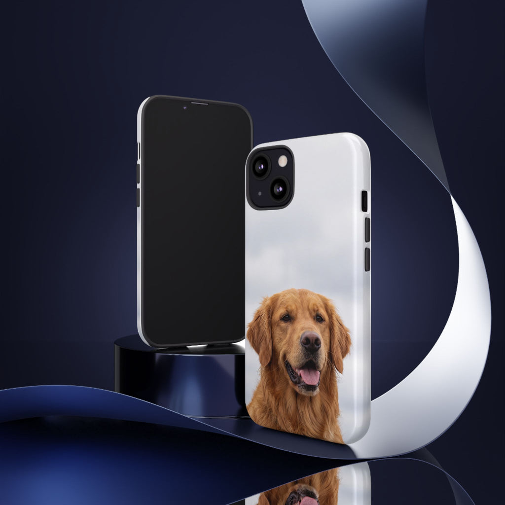 Golden Retriever Portrait Phone Case | Happy Dog Photo on Soft Sky Background | Samsung & iPhone