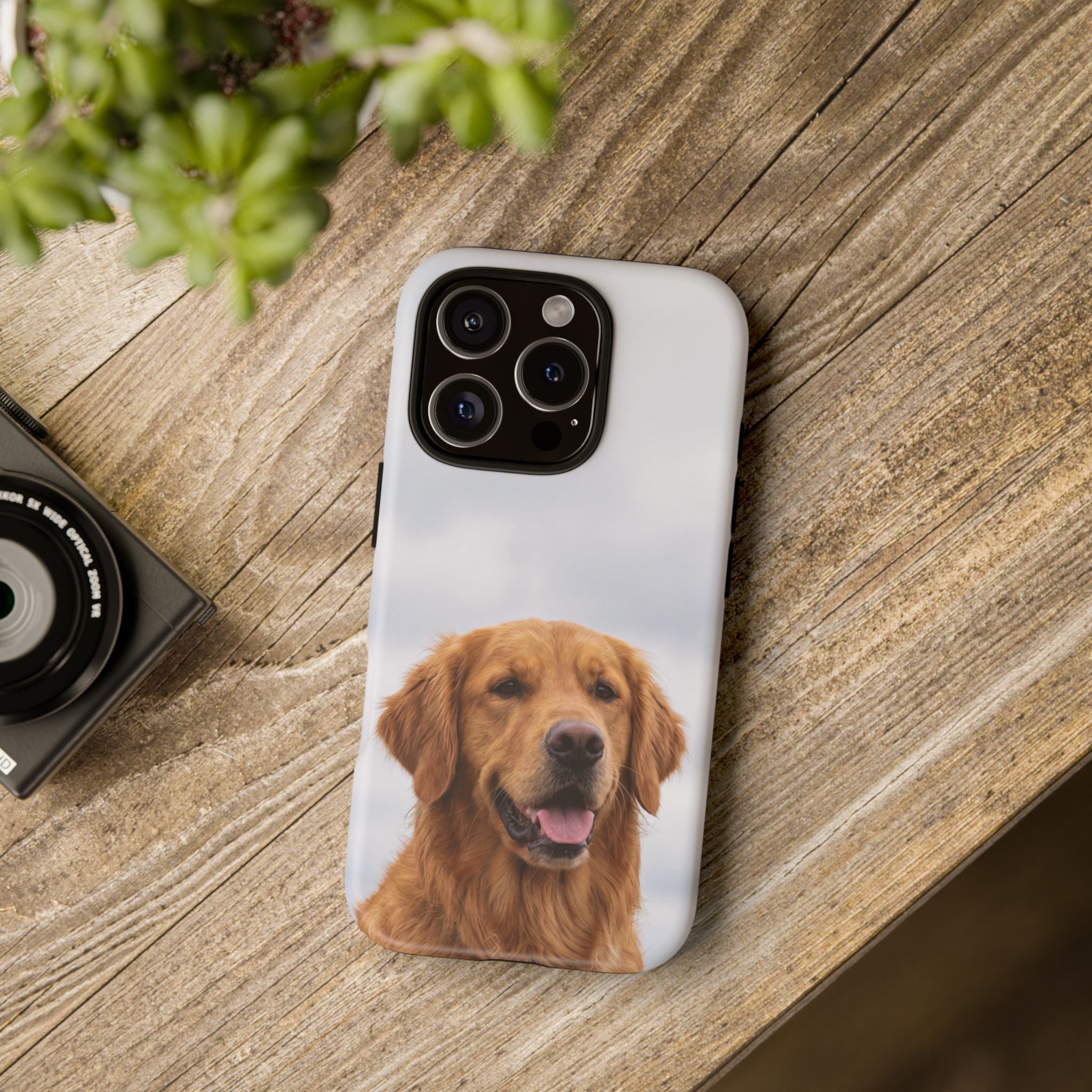 Golden Retriever Portrait Phone Case | Happy Dog Photo on Soft Sky Background | Samsung & iPhone