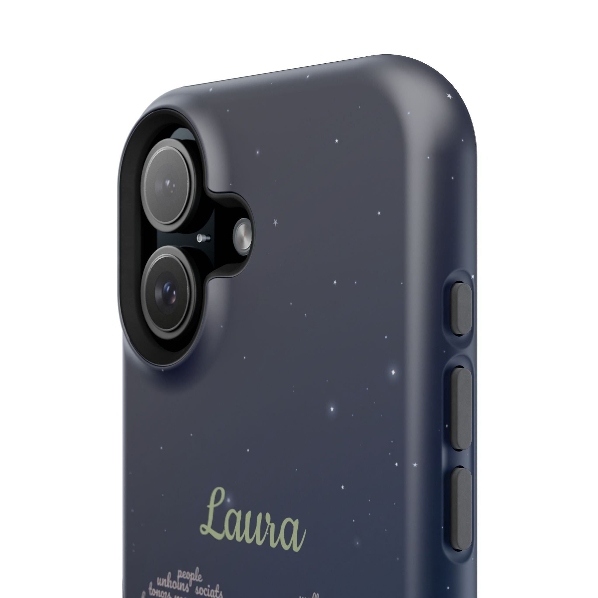 Personalized Teacher Heart Word Art Phone Case — Navy Wireless Charging Cover