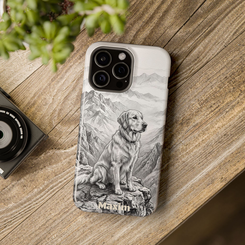 Personalized Golden Retriever Mountain Peak Phone Case — Wireless Charging Cover