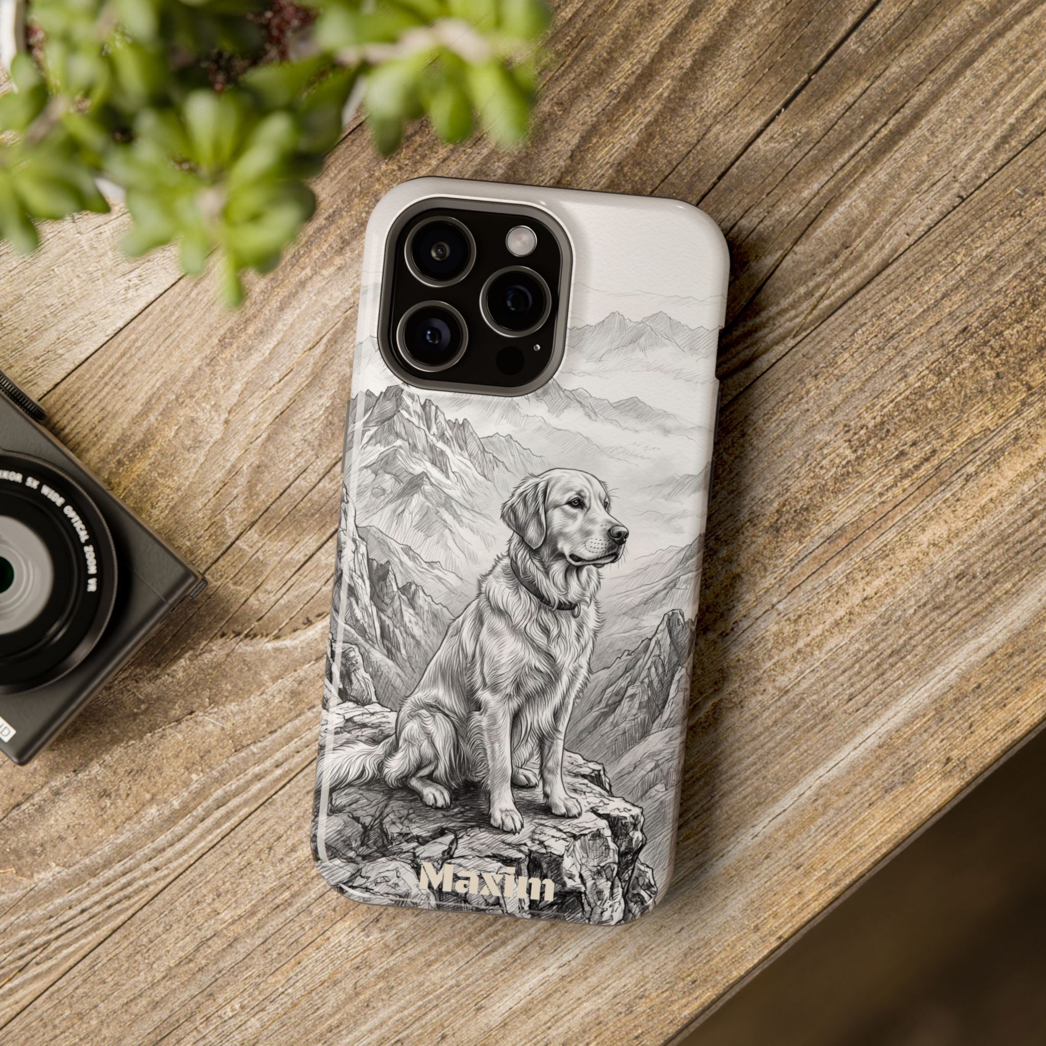 Personalized Golden Retriever Mountain Peak Phone Case — Wireless Charging Cover