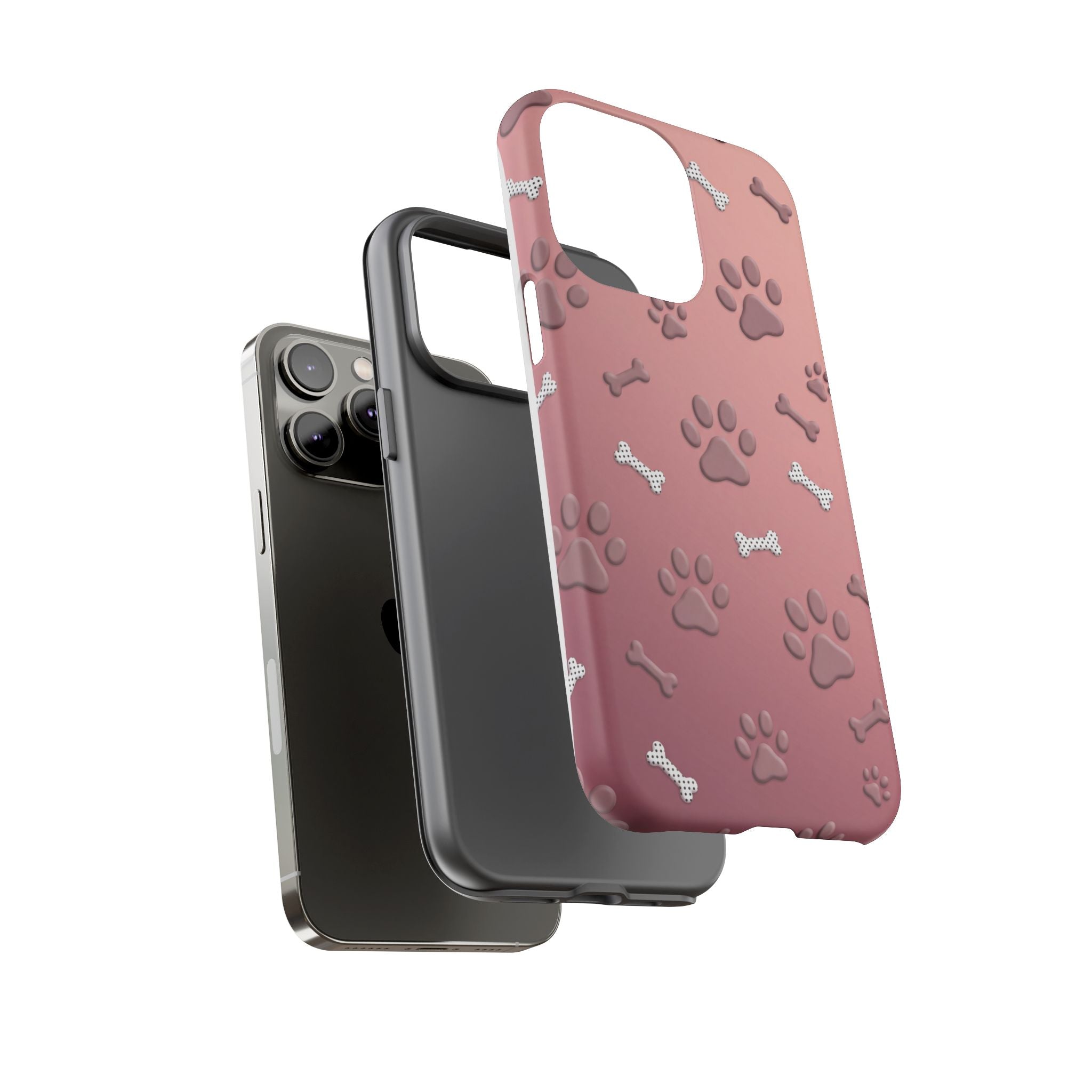 iPhone & Samsung Phone Case | Paw Print & Bone  | Dusty Rose Pattern Case for Frenchie Lovers
