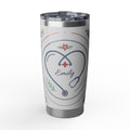 Personalized Nurse Tumbler – Custom Name Heart Stethoscope Design 20 oz