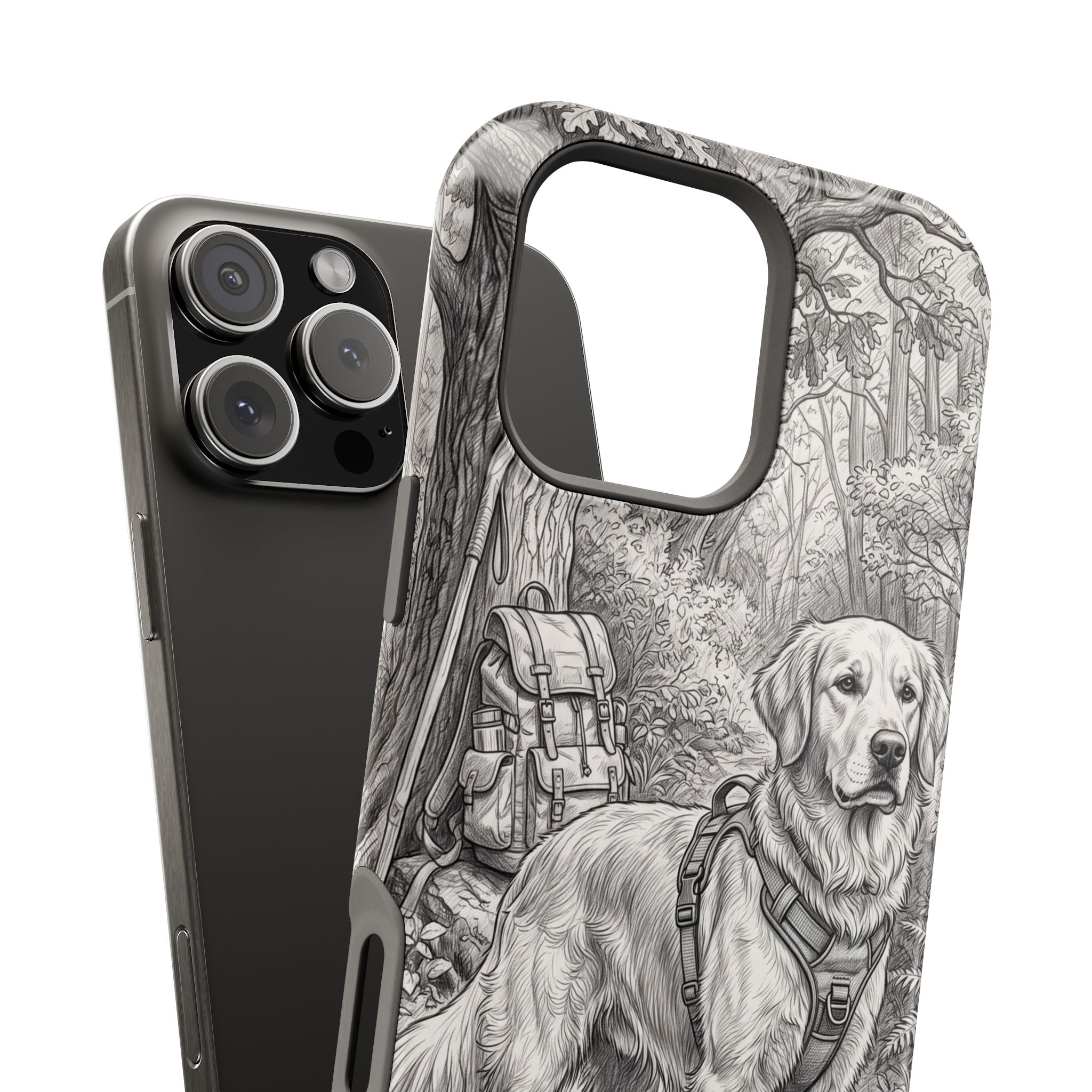 Personalized Golden Retriever Woodland Trail Phone Case — Wireless Charging Cover