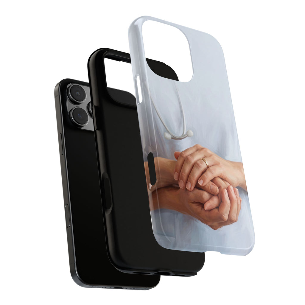 Nurse's Comforting Hands Phone Case | Caring Hands & Stethoscope Illustration | iPhone & Samsung
