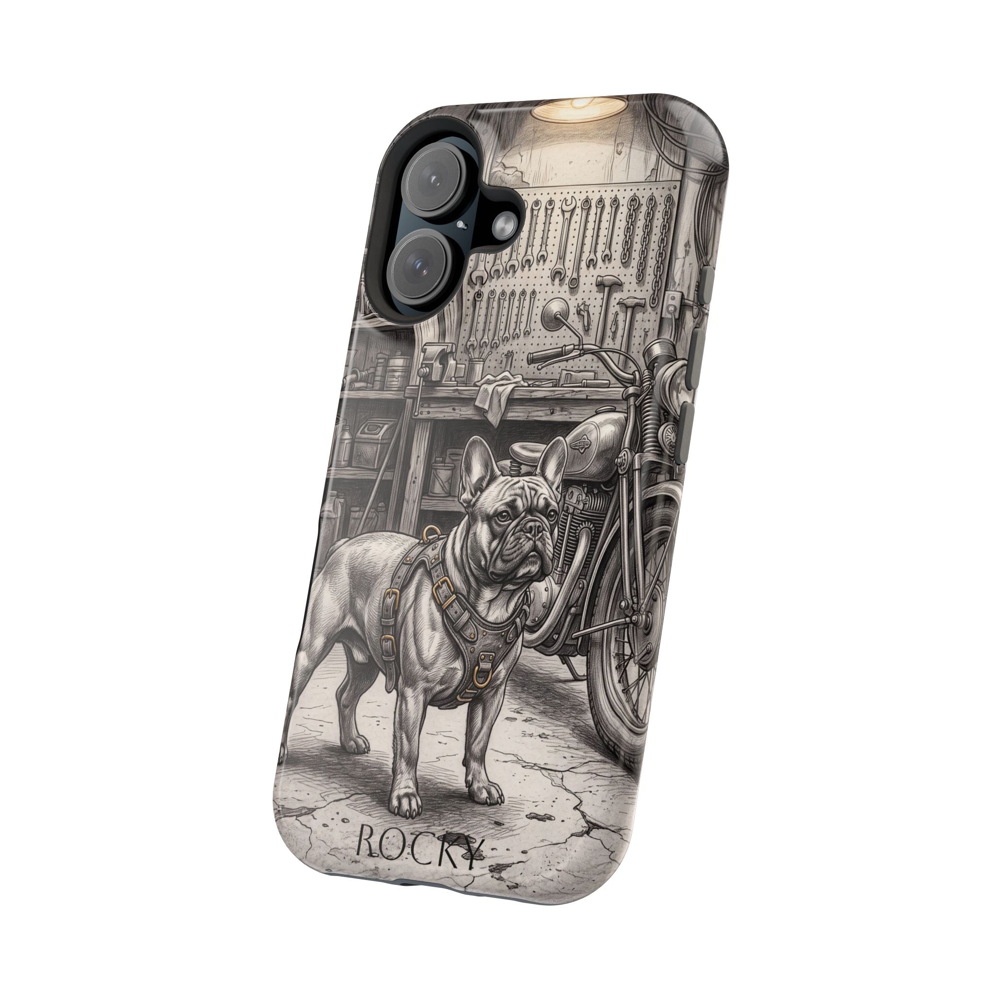 Personalized French Bulldog Vintage Street Phone Case — Wireless Charging Cover