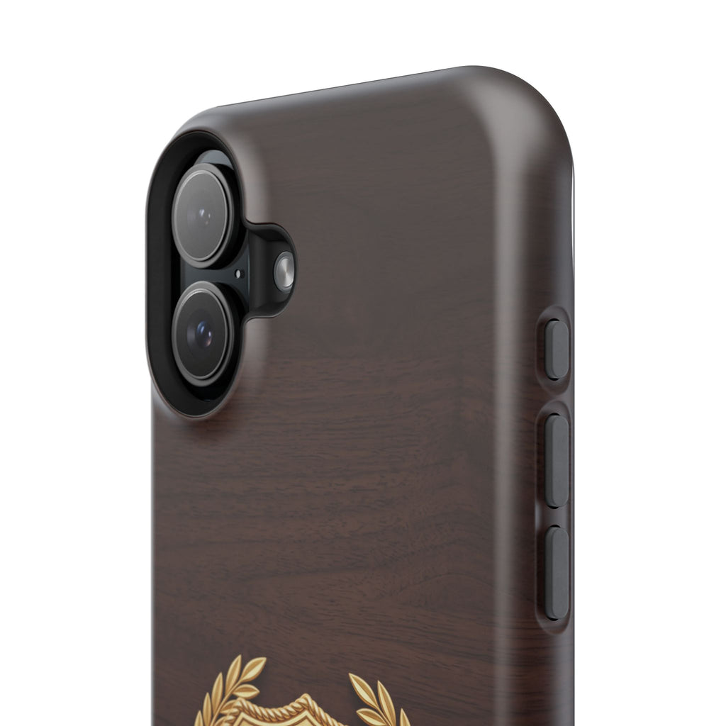Gold Paramedic Laurel Badge Wood Phone Case — Magnetic Wireless Charging Cover