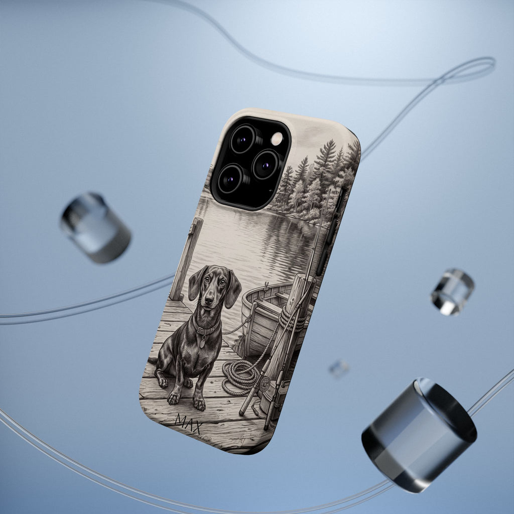 Personalized Dachshund Sunset Beach Phone Case — Wireless Charging Cover