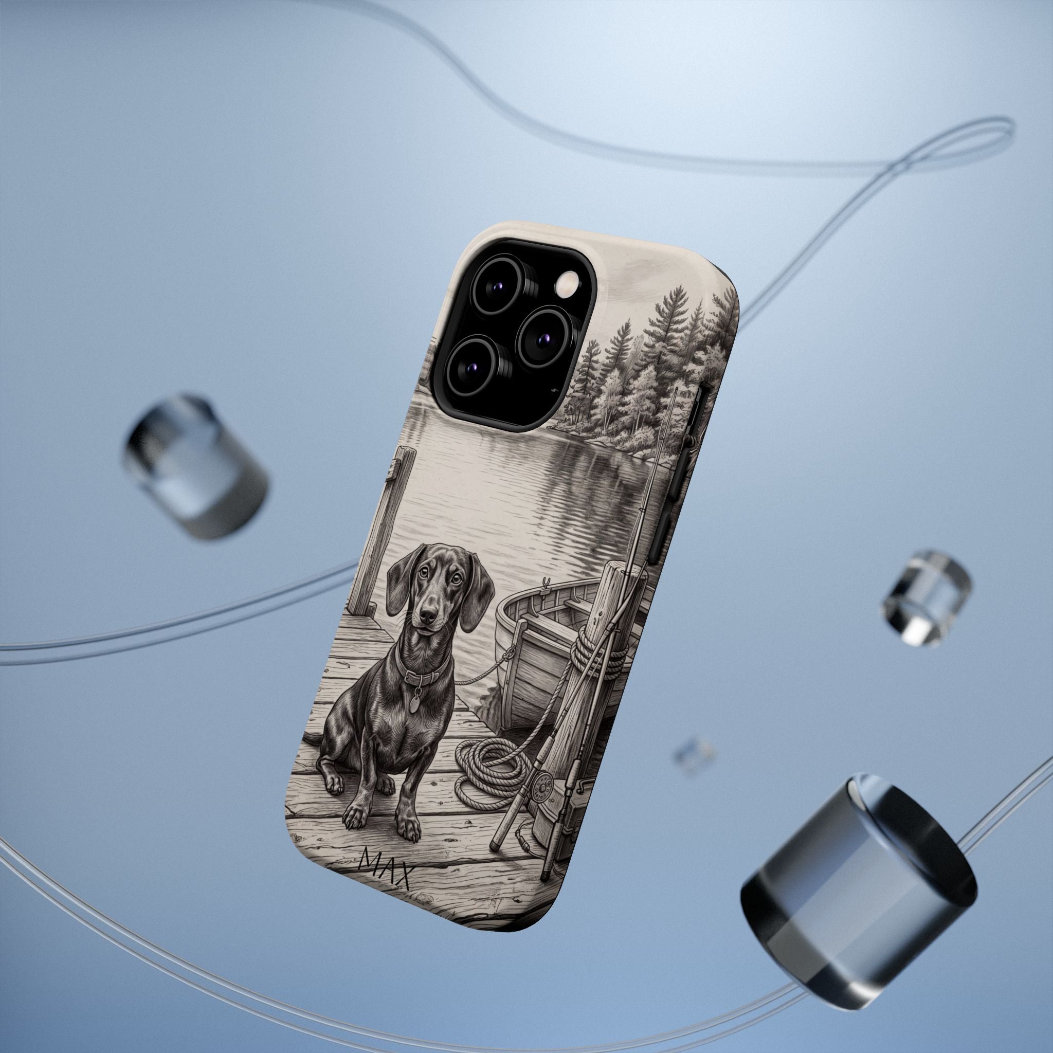 Personalized Dachshund Sunset Beach Phone Case — Wireless Charging Cover