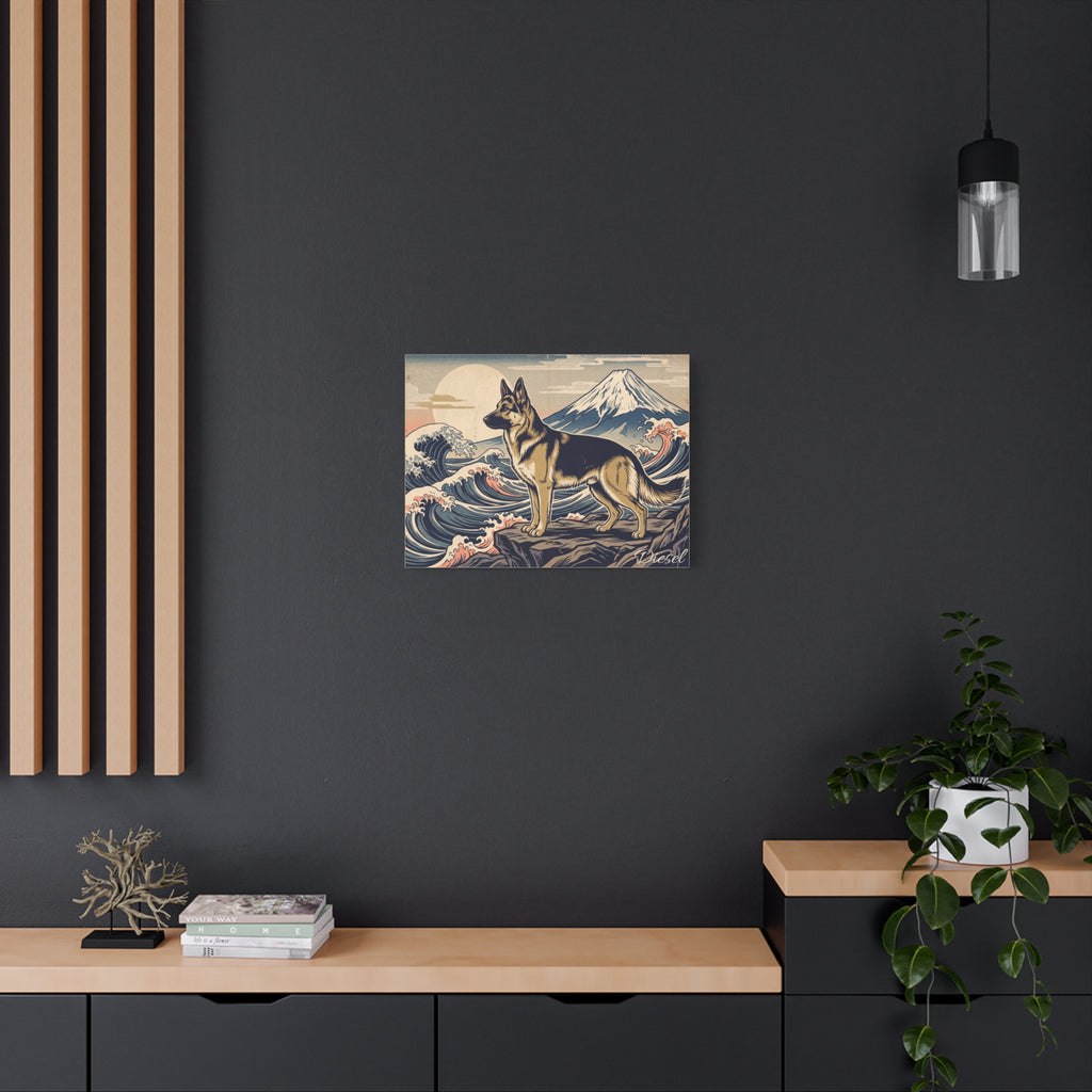 German Shepherd Personalized Canvas | Japanese Great Wave Ukiyo-e Wall Art