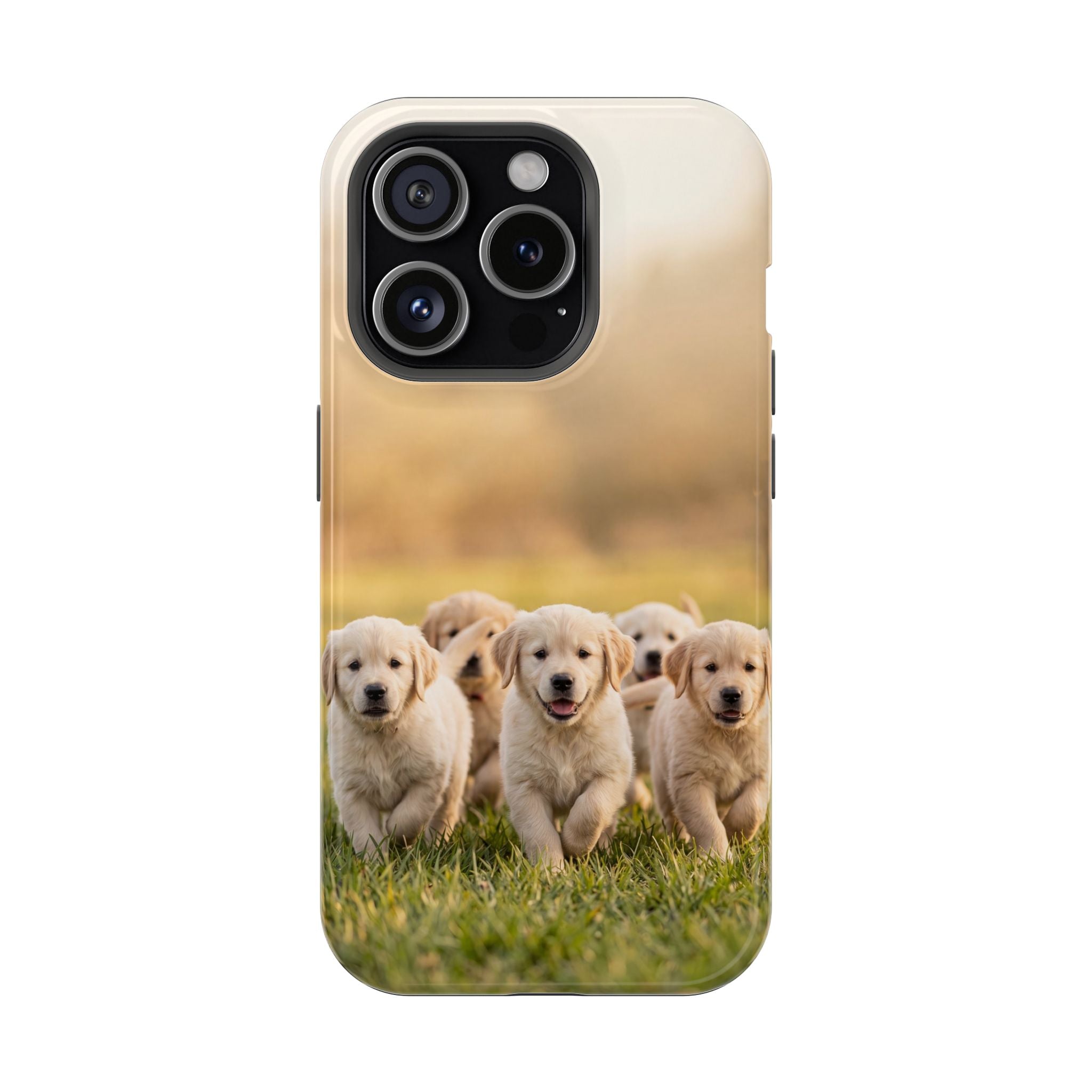 Golden Retriever Puppies Phone Case — Impact-Resistant Wireless Charging Cover