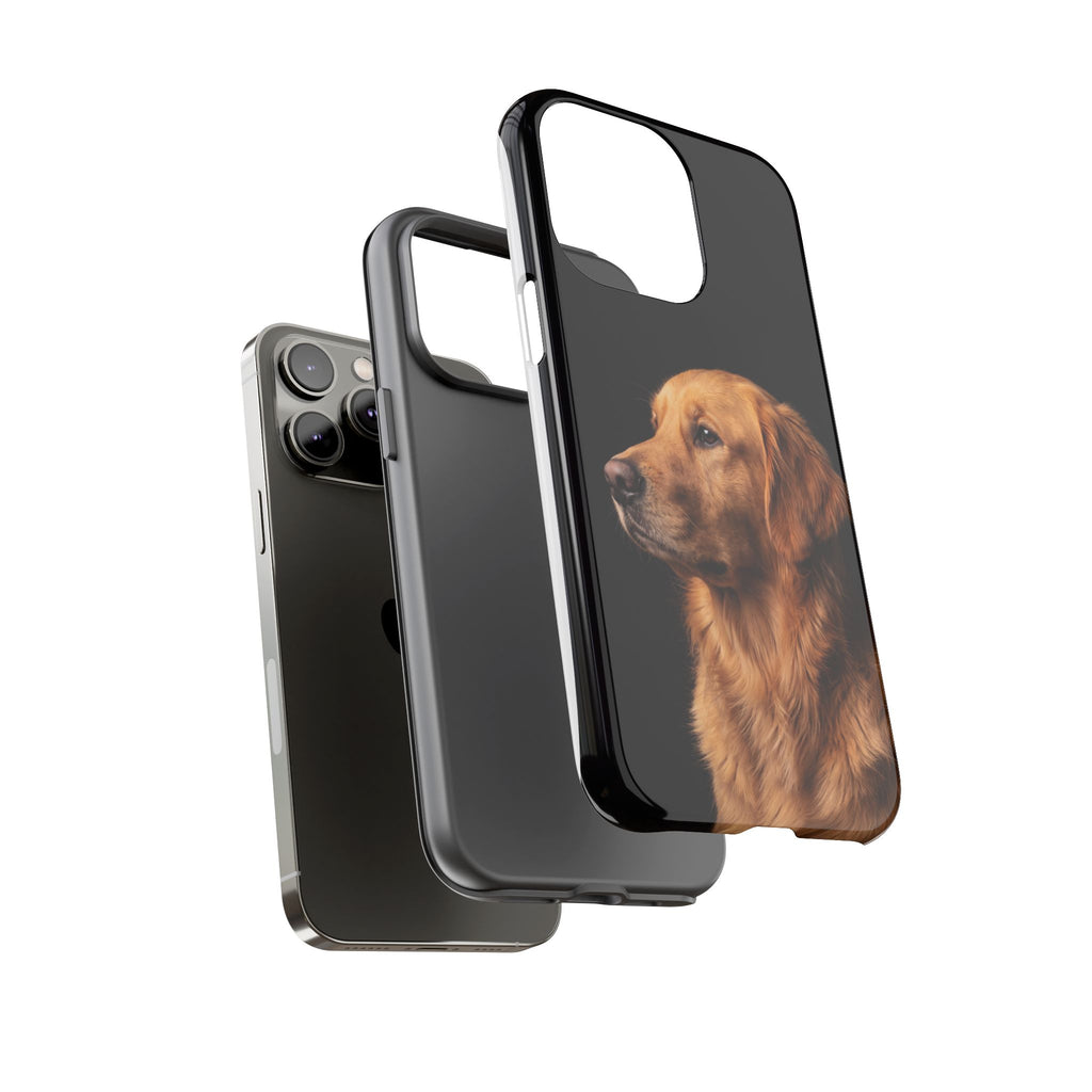 Golden Retriever Portrait Phone Case | Realistic Dog Photo on Black Background | iPhone & Samsung