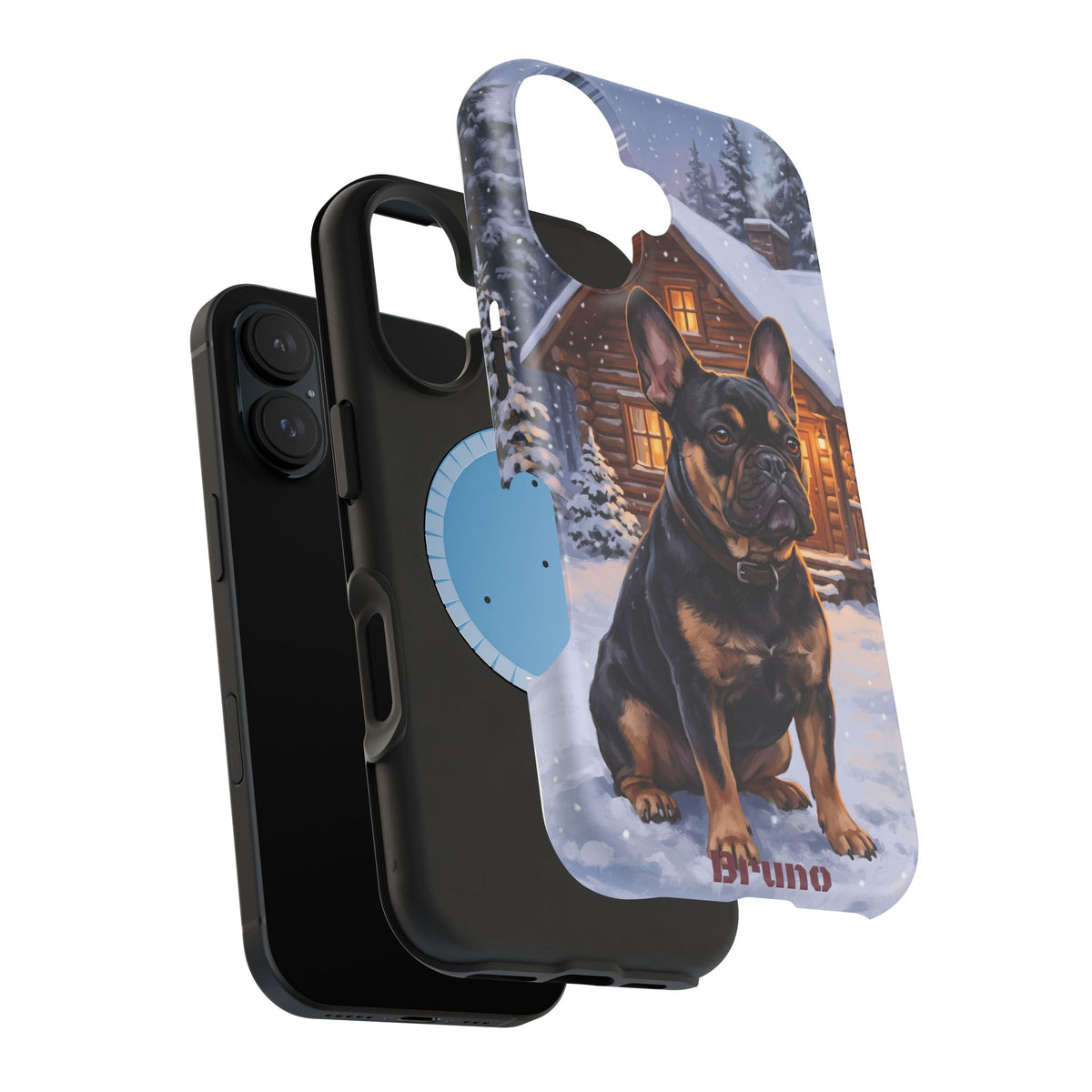 Personalized French Bulldog Cozy Cabin Phone Case — Wireless Charging Cover