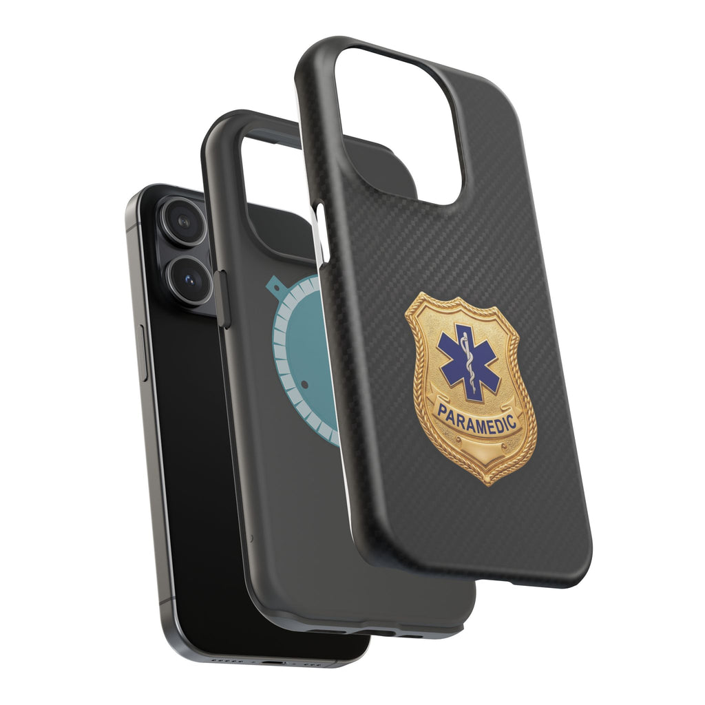 Gold Paramedic Badge Black Phone Case — Magnetic Wireless Charging Cover