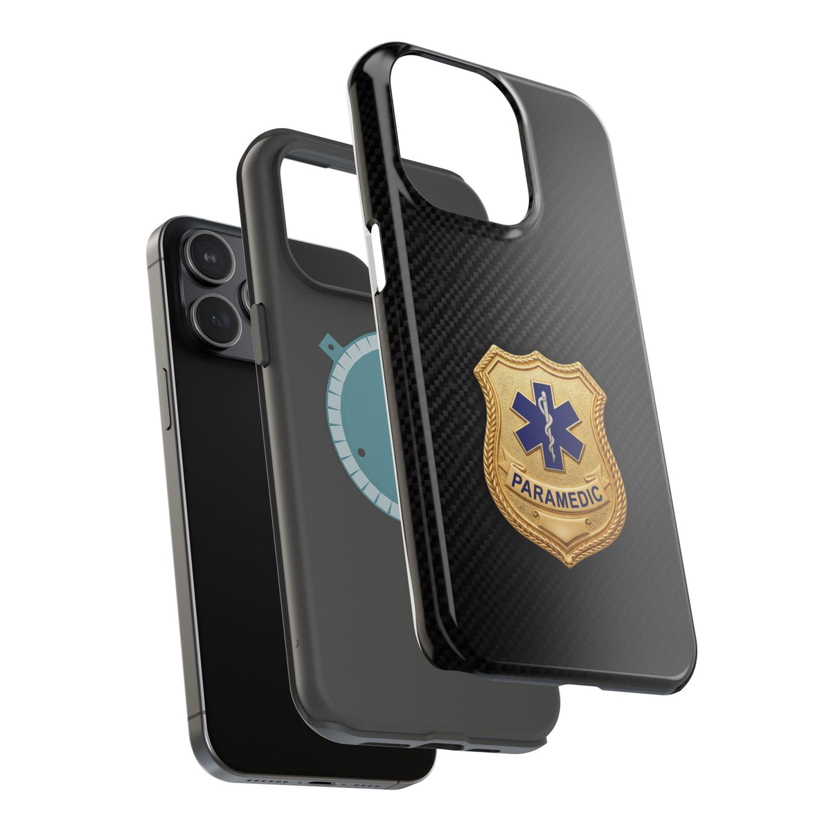 Gold Paramedic Badge Black Phone Case — Magnetic Wireless Charging Cover
