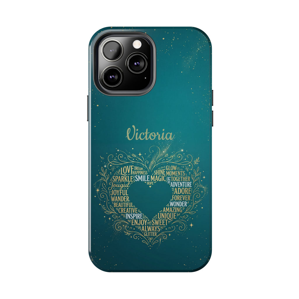 Personalized Teacher Phone Case — Custom Name Heart Word Art Design