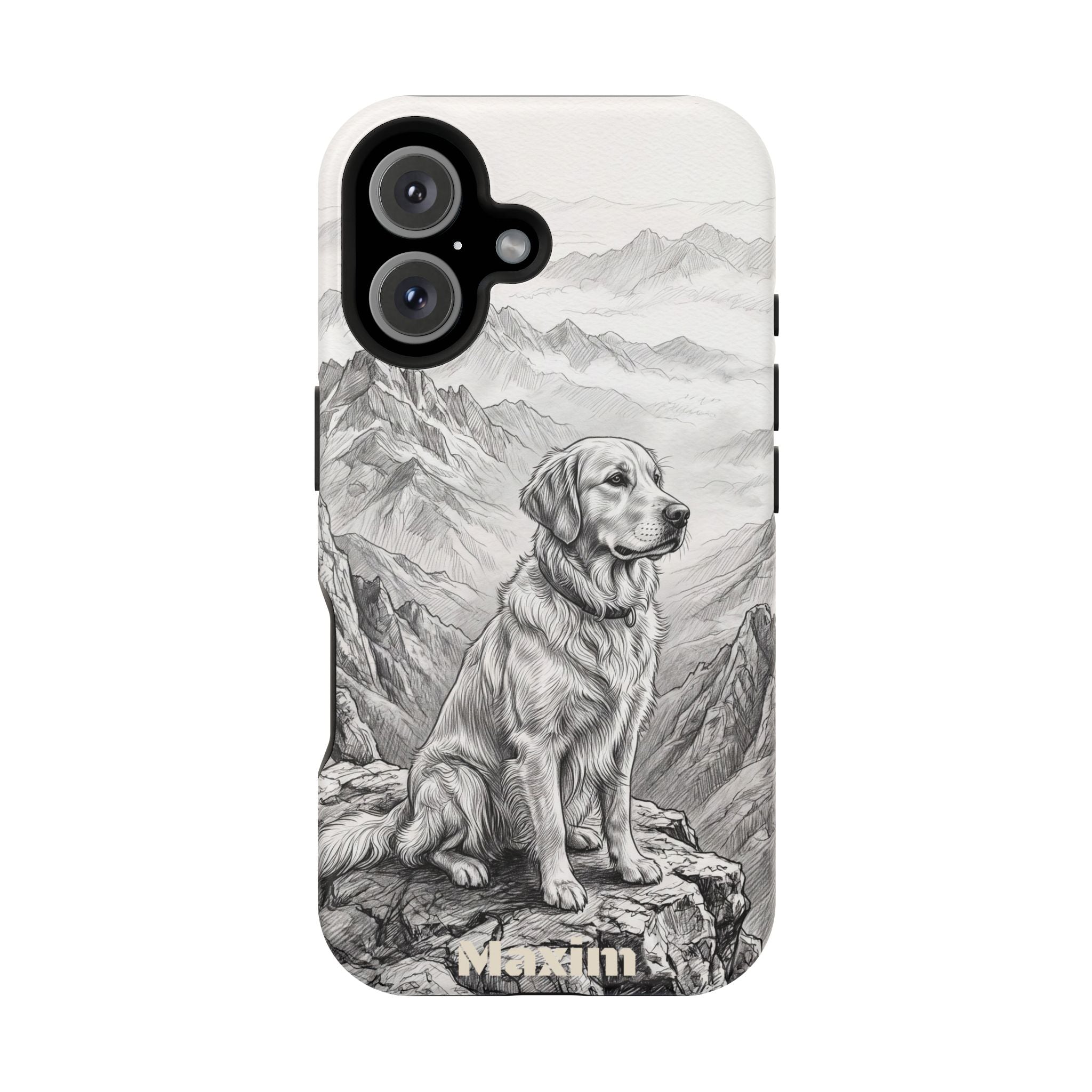 Personalized Golden Retriever Mountain Peak Phone Case — Wireless Charging Cover