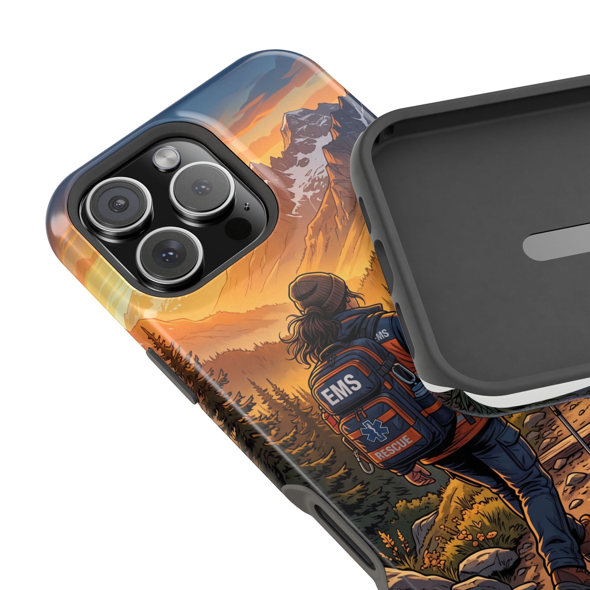 Paramedic/EMT Mountain Phone Case — Magnetic Wireless Charging Cover