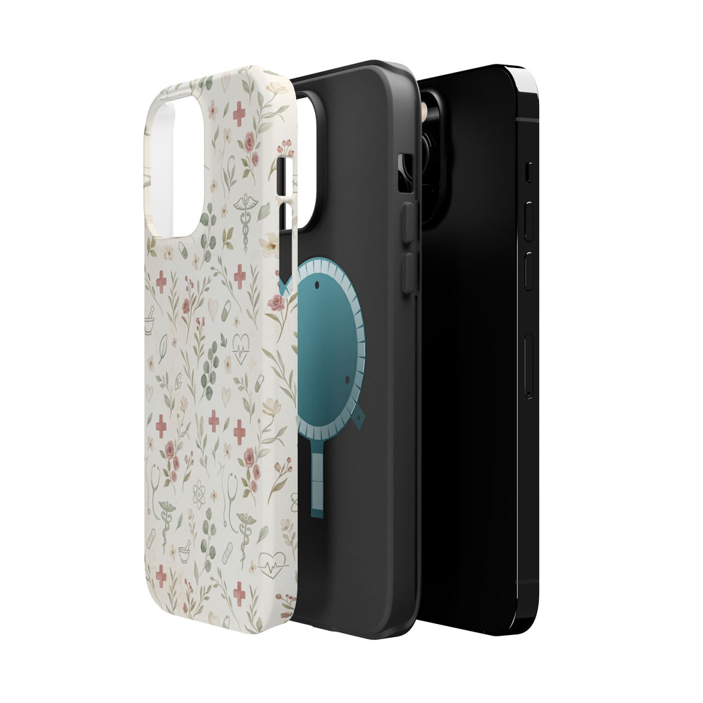 Floral Nurse Phone Case — Impact-Resistant Wireless Charging Cover