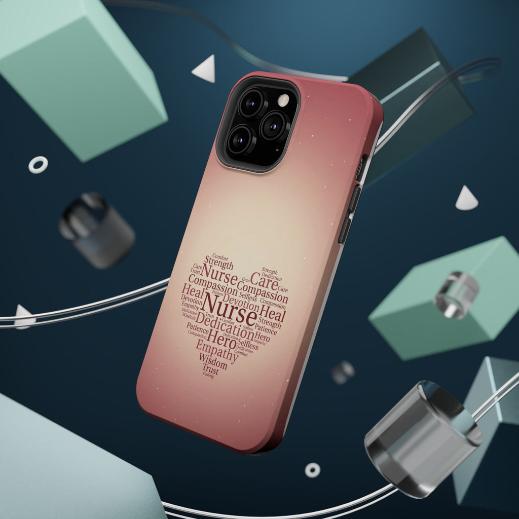 Nurse Heart Word Art Phone Case — Impact-Resistant Wireless Charging Cover
