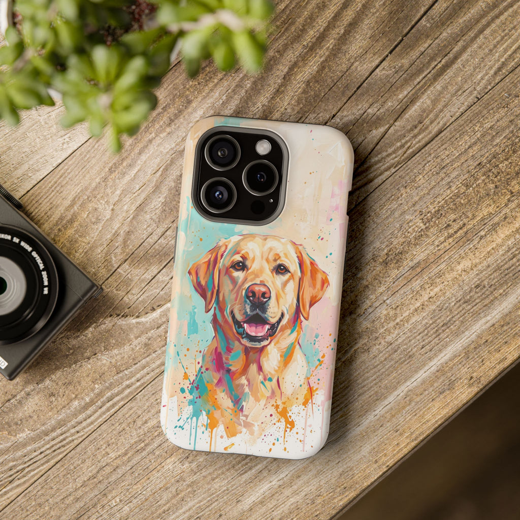 Yellow Labrador Colour Splash Phone Case — Tough Magnetic Case with Wireless Charging