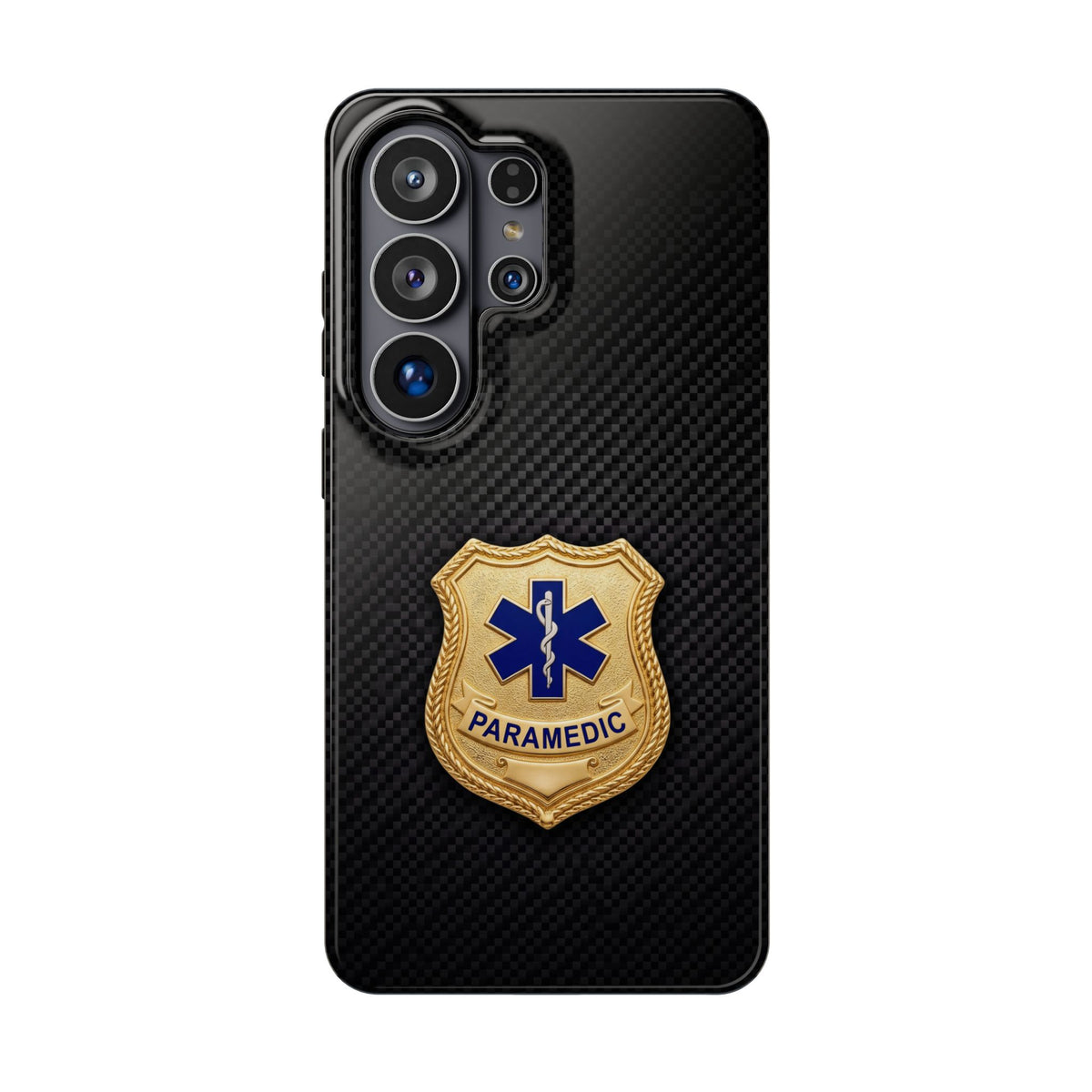 Gold Paramedic Badge Black Phone Case — Magnetic Wireless Charging Cover