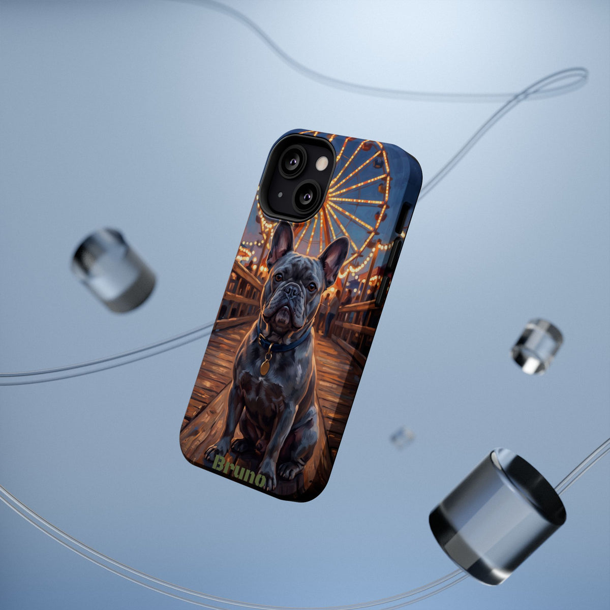 Personalized French Bulldog Pier Lights Phone Case — Wireless Charging Cover