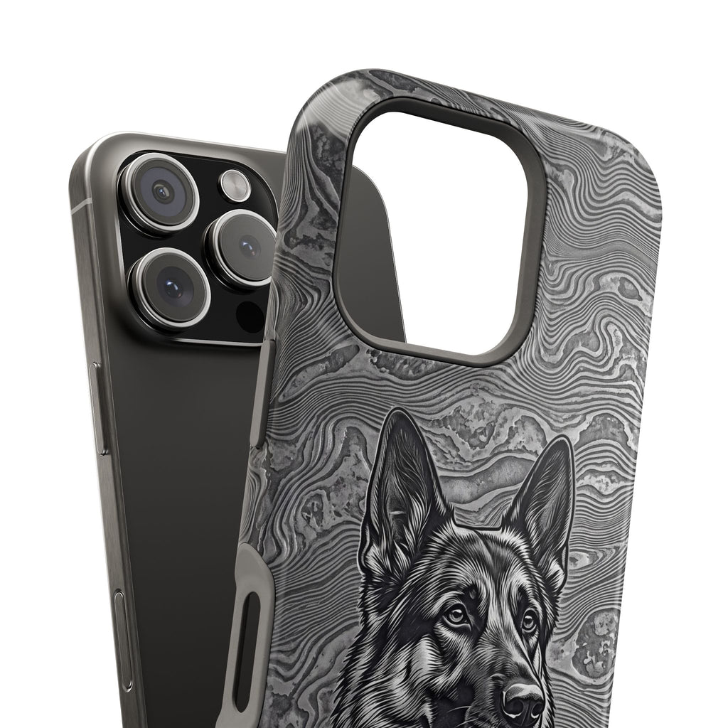 German Shepherd Phone Case | Damascus Art — Tough Magnetic Case with Wireless Charging