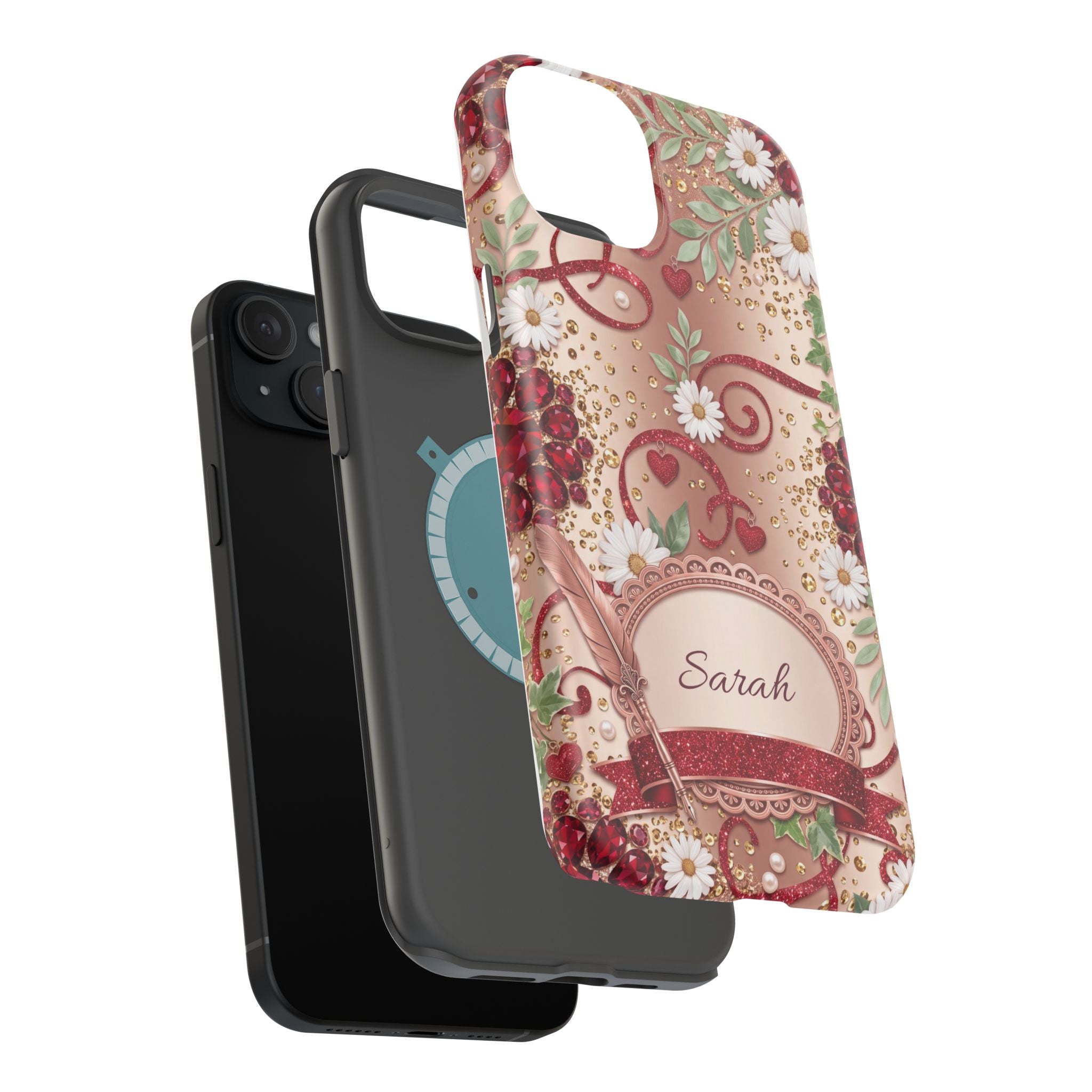 Personalized Vintage Floral Teacher Phone Case — Wireless Charging Cover