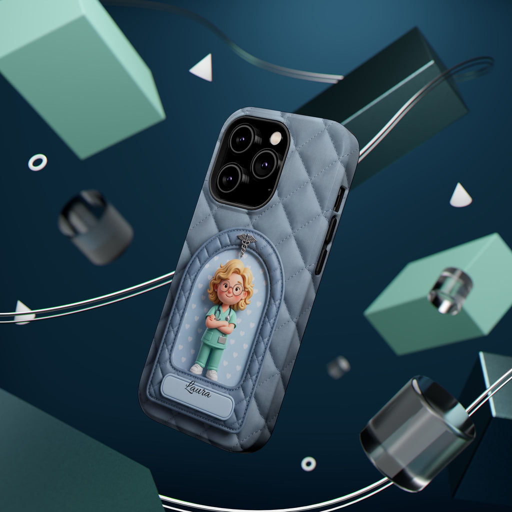 Personalized Quilted Nurse Phone Case — Wireless Charging Cover