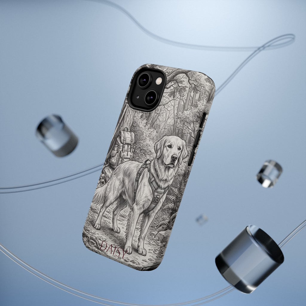 Personalized Golden Retriever Woodland Trail Phone Case — Wireless Charging Cover